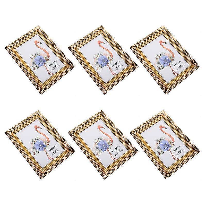 19X14cm Golden Picture Frames 6pcs Creative Desktop Photo Frame Hanging Wall Photo Frame Square Phot