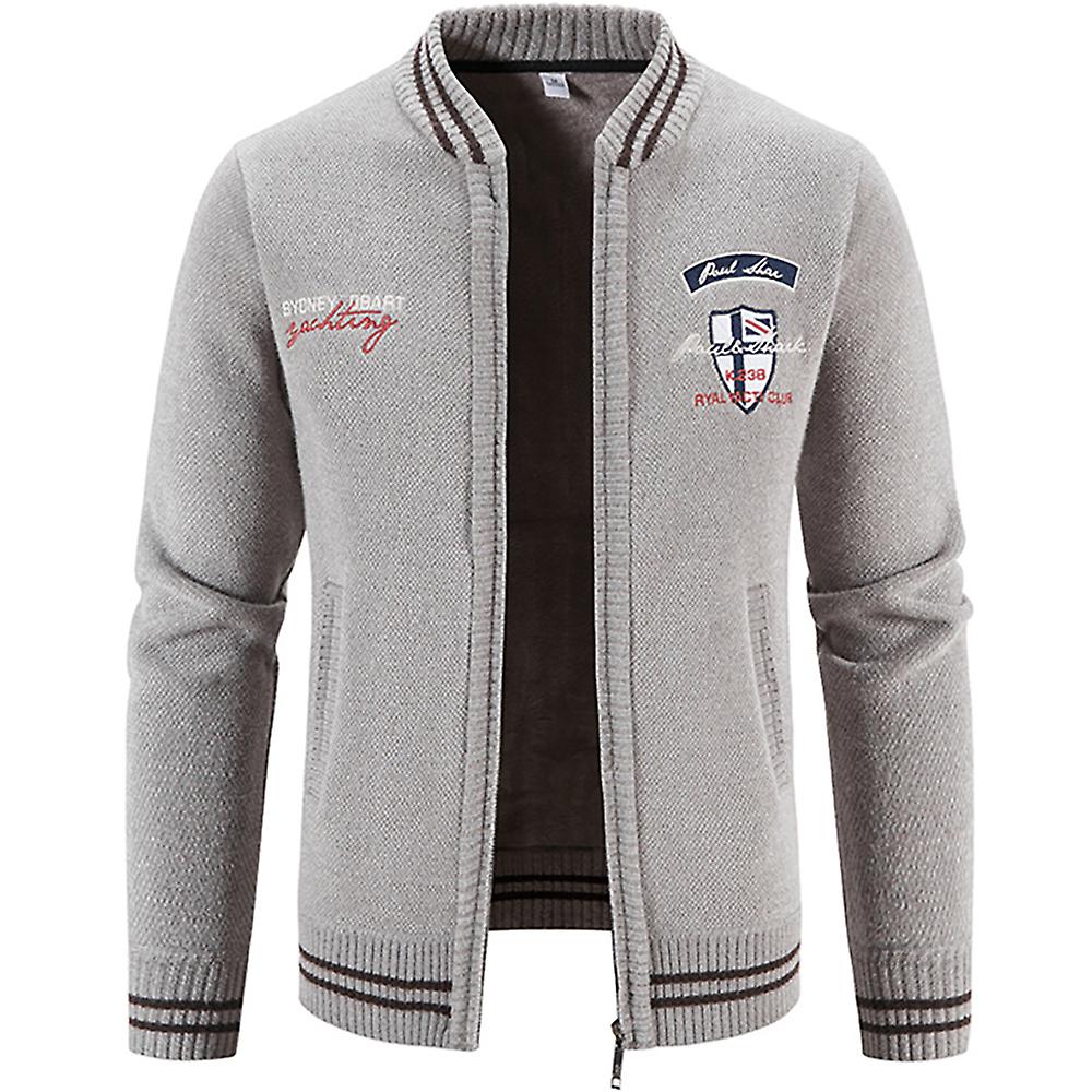 Kaxidy Men's Cardigan Sweaters Full Zip Up Stand Collar Slim Fit Casual Knitted Sweater With Pockets