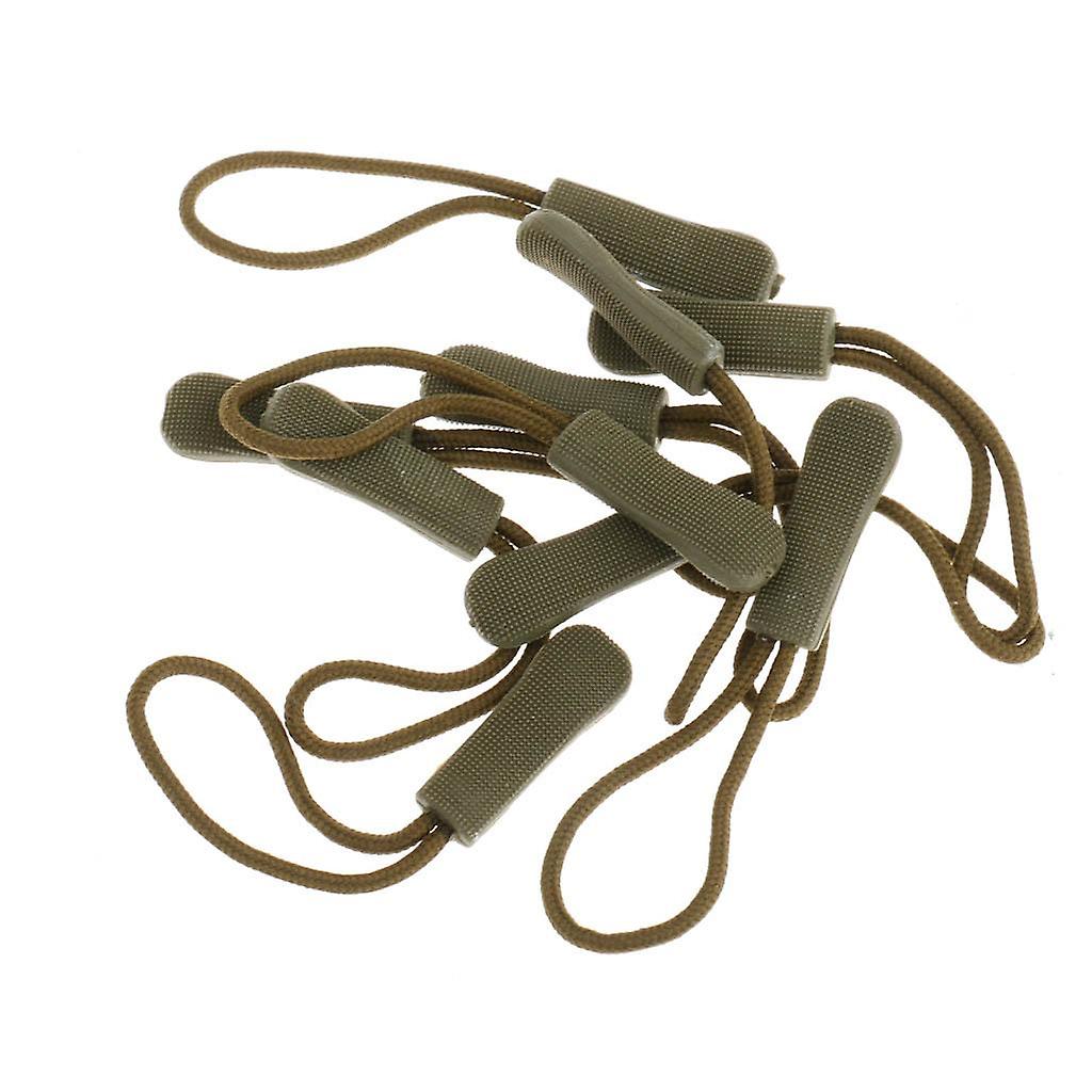 10pcs Zipper Pull Cord Zip Puller Fastener Slider Replacement Army Green
