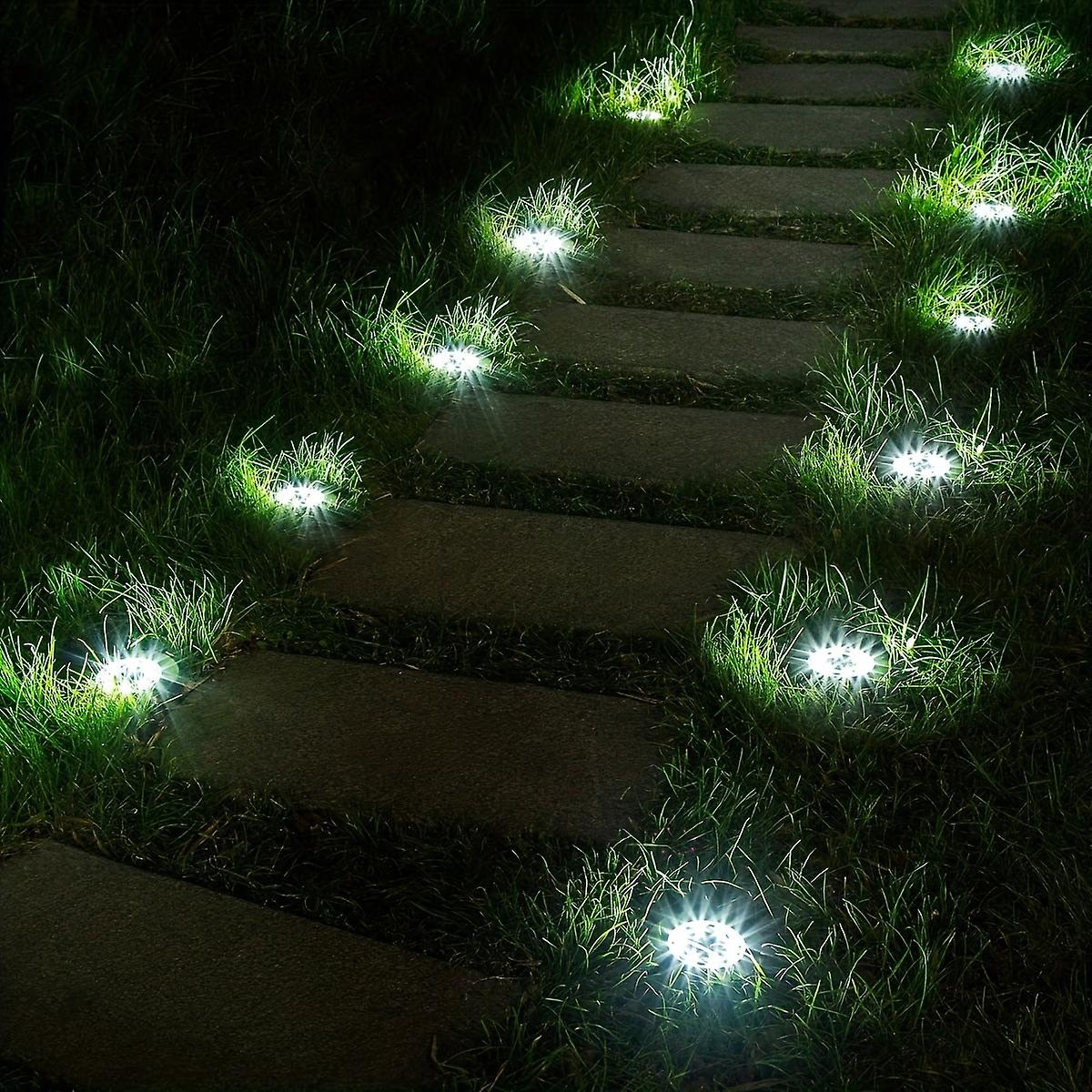 8 Paczek Solar Ground Lights 8 Led Disk Lights Ulepszone zewnętrzne światła ogrodowe Światła krajobrazowe na trawnik Pathway Yard Deck Patio Walkway