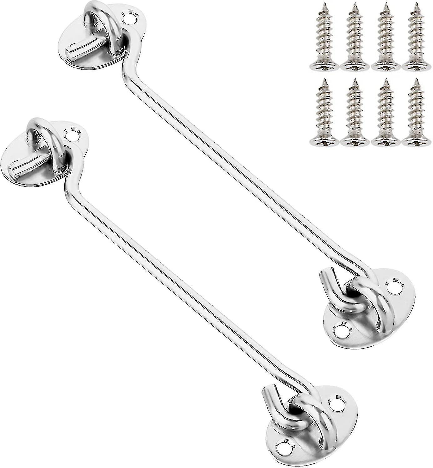 2 Pack Hook And Eye Latch,acsergery 150mm/6'' Cabin Hook Gate Hook And Eye Stainless