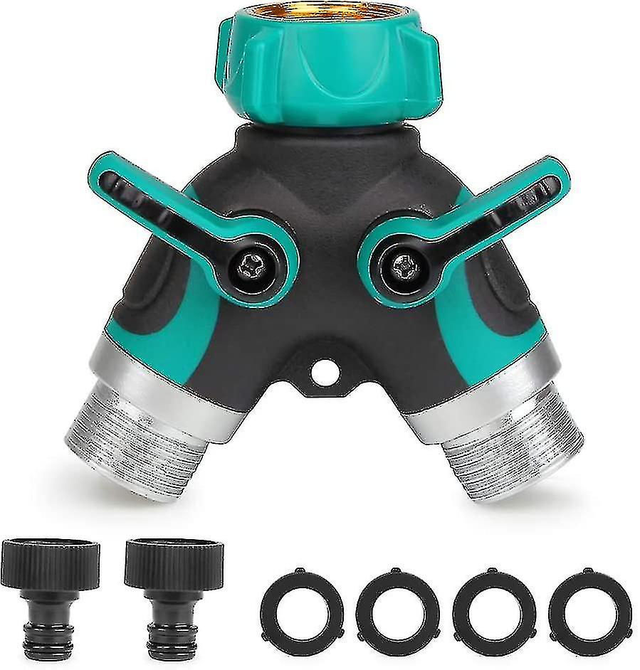 Xceedez 2-way Distributor Hose Splitter Y-distributor 3/4 Garden Hose Connector With 2 Outlets 26.5 Mm Valves Adjustable And Lockable Water Flow 2 Con