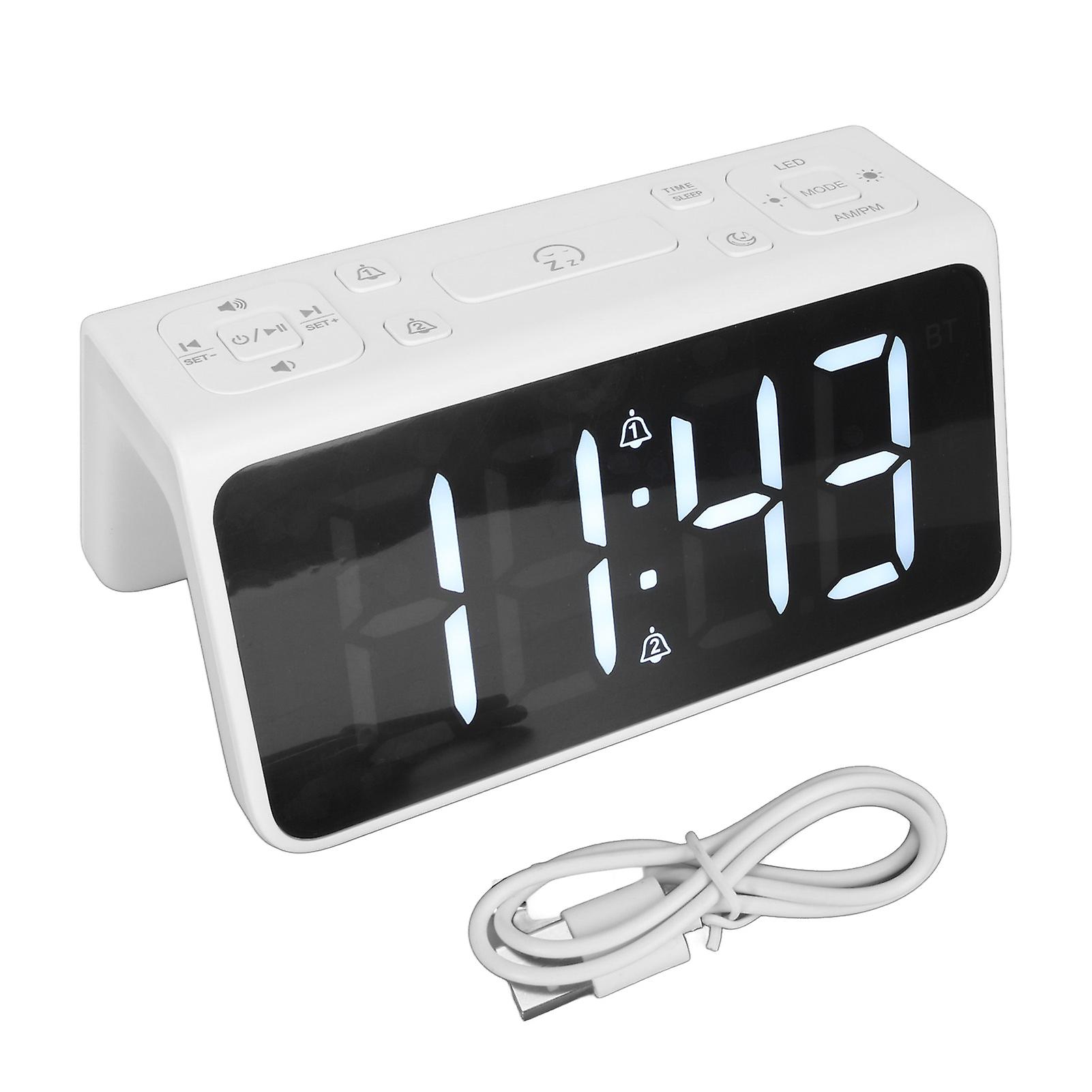 Desktop Clock Bluetooth Speaker Dual Alarm Clock White Noise Voice Broadcast Alarm Clock Speaker with Light for Bedroom