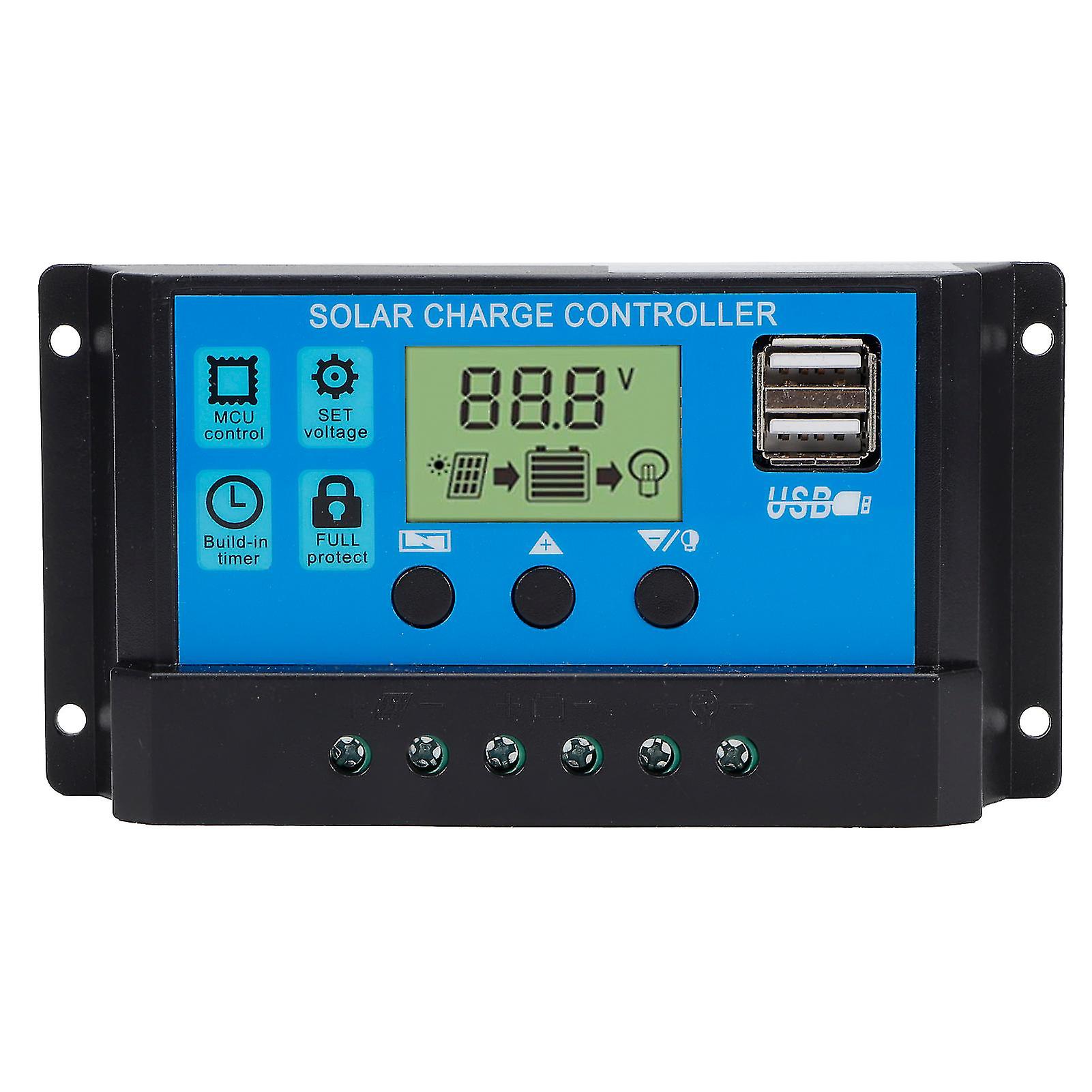 PWM Solar Charge Controller for Off-Grid Photovoltaic System, Self-Adaptive, 12V/24V (10A)