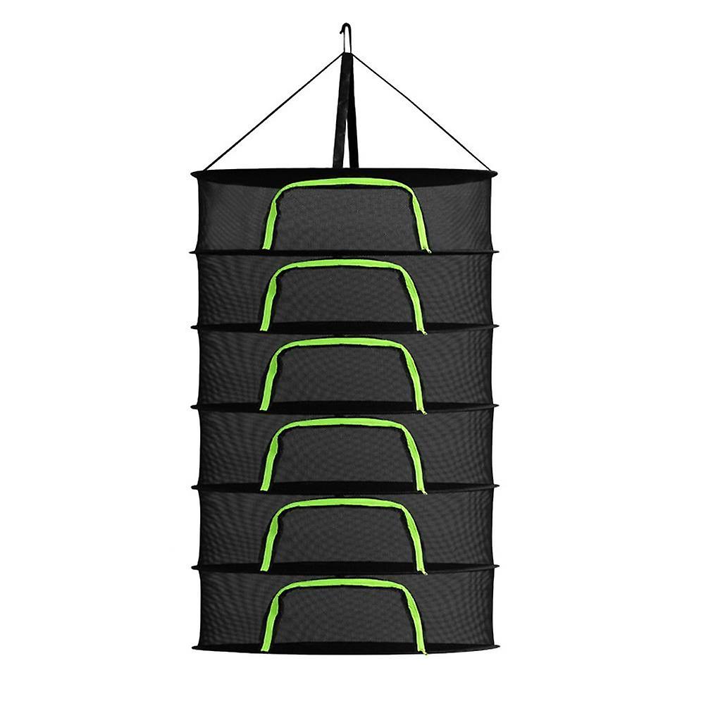 Herb Drying Rack 2/4/6/8 Layer Foldable Hanging Mesh Net with Zipper and Hooks for Efficient Herb Drying and Air Circulation