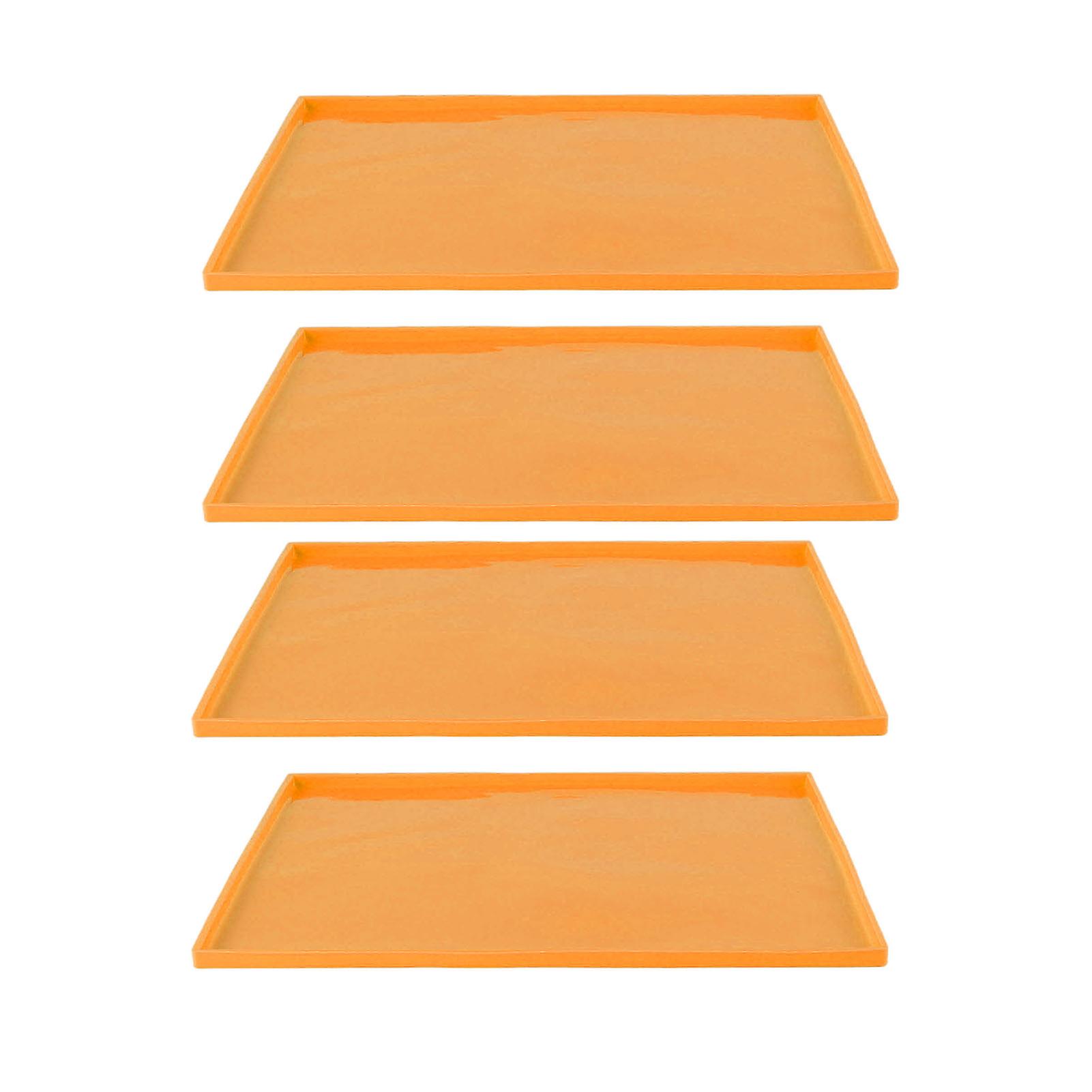 4Pcs Silicone Dehydrator Mats Food Grade High Temperature Resistance Prevent Sticking Fruit Dehydrator Trays with Edge Orange