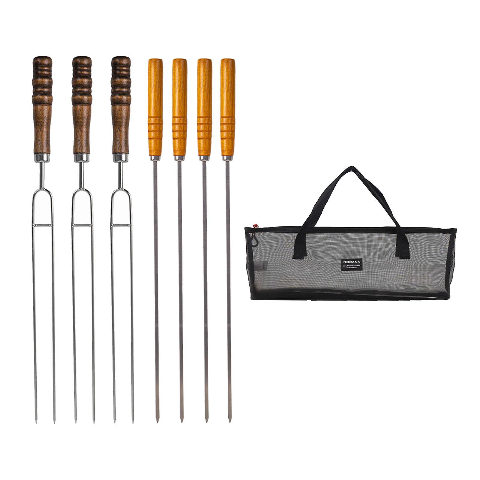 Kabob Skewers for Grilling Wood Handle Kabob Sticks for Meat Buffet Campfire