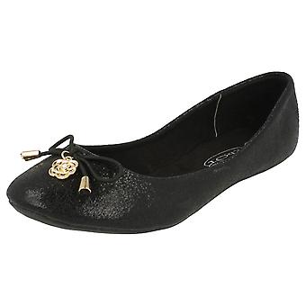 Ladies Spot On Flat Ballerina / Bow Detail