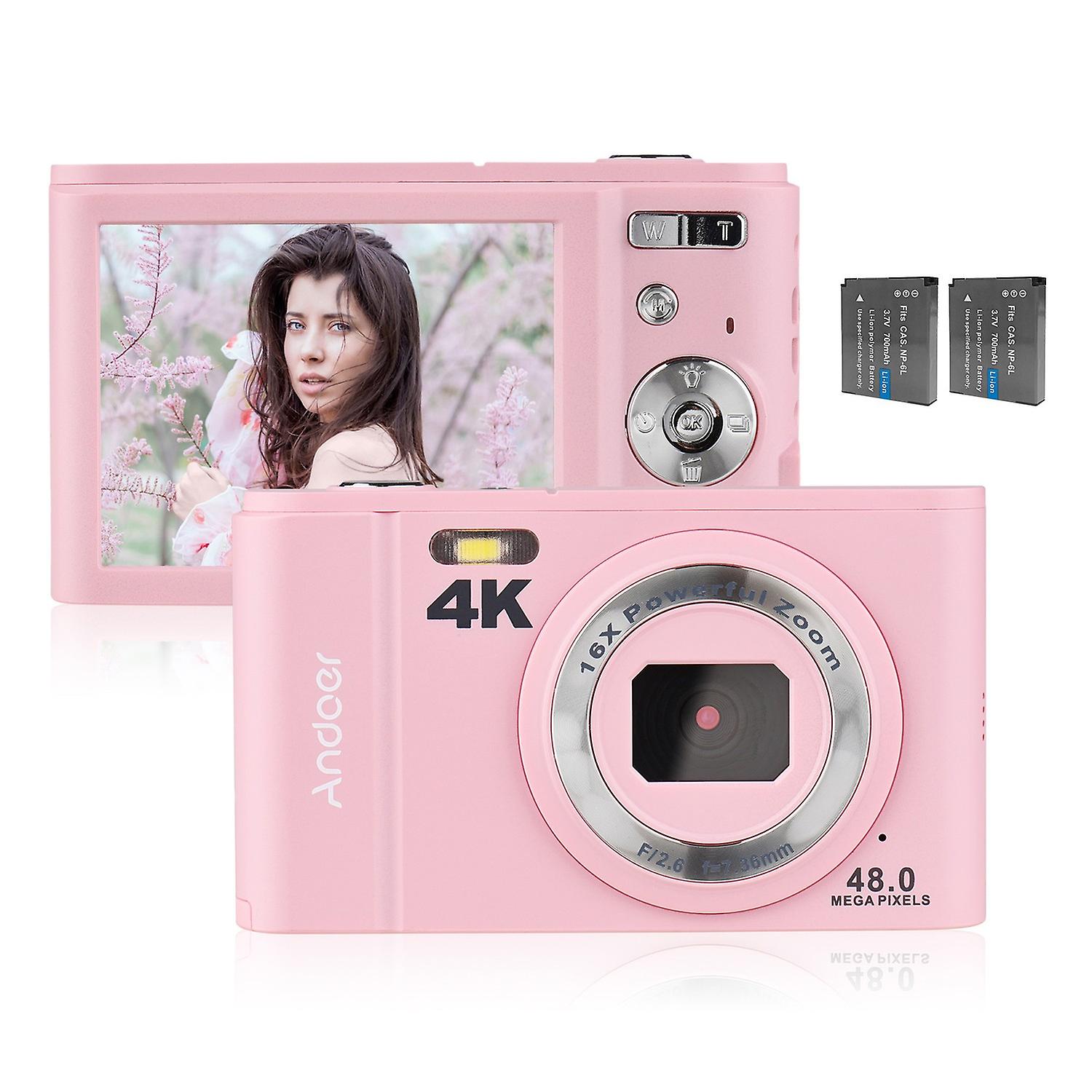 Andoer Portable Digital Camera 48MP 4K 2.8-inch IPS Screen 16X Zoom Self-Timer 128GB Extended Memory