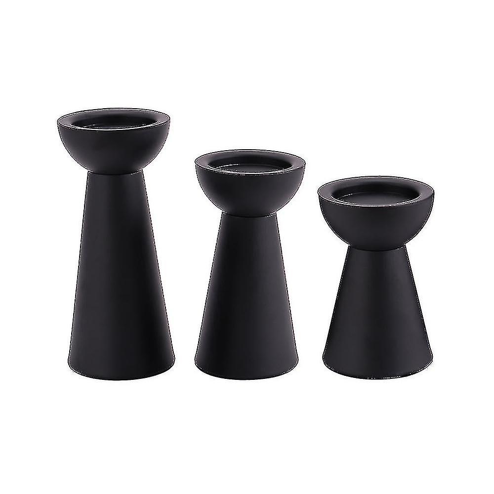Schwarze Kerzenhalter 3er Set
