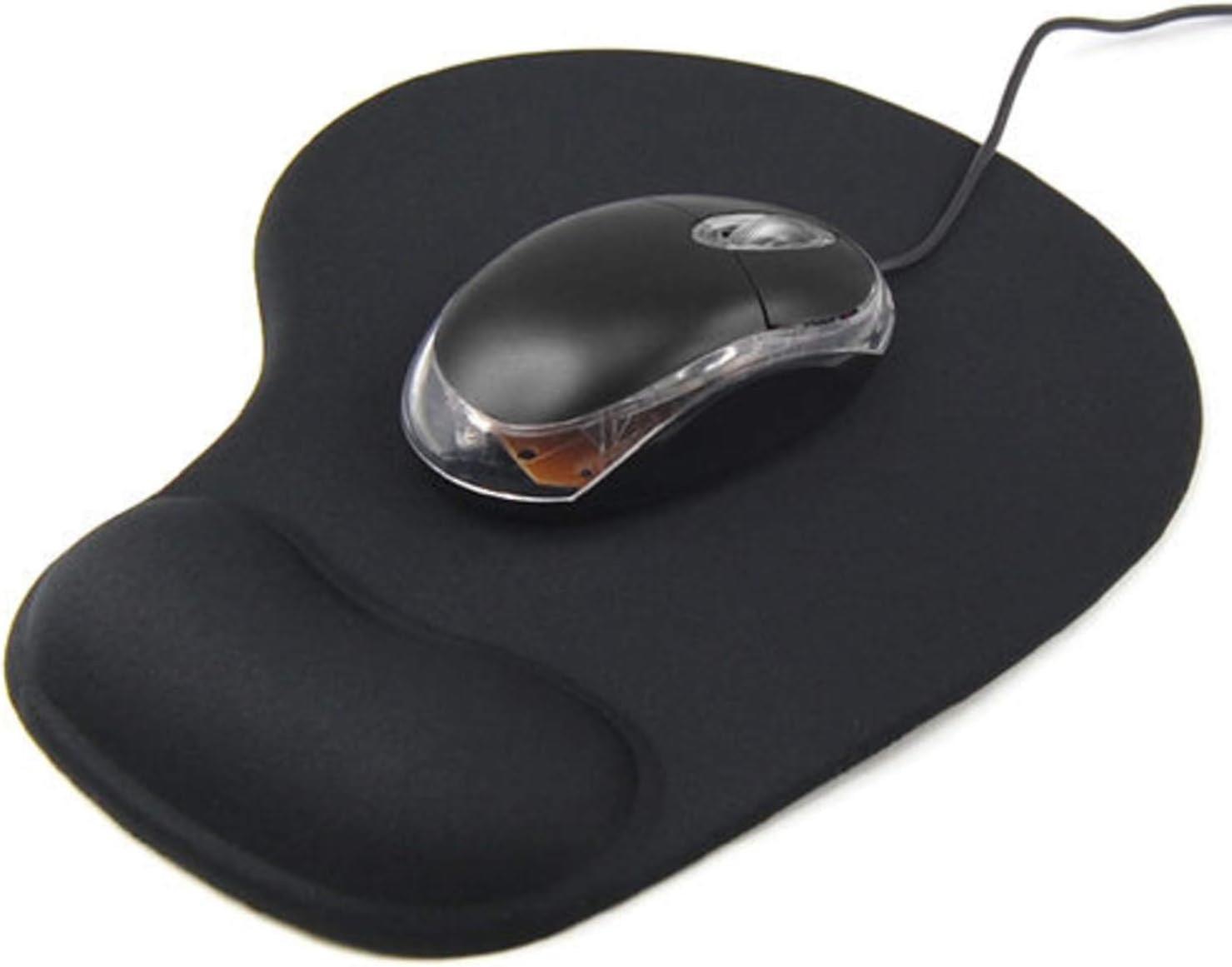 Mouse Mat BLACK ANTI-SLIP COMFORT MOUSE PAD MAT WITH GEL FOAM REST WRIST SUPPORT FOR PC LAPTOP - Compatible with Laser and Optical Mice