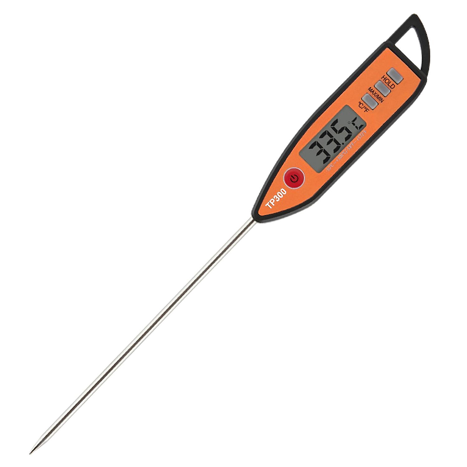 TP300 Food Thermometer Long Probe LCD Display Waterproof Accurate Instant Read BBQ Meat Milk Baking 