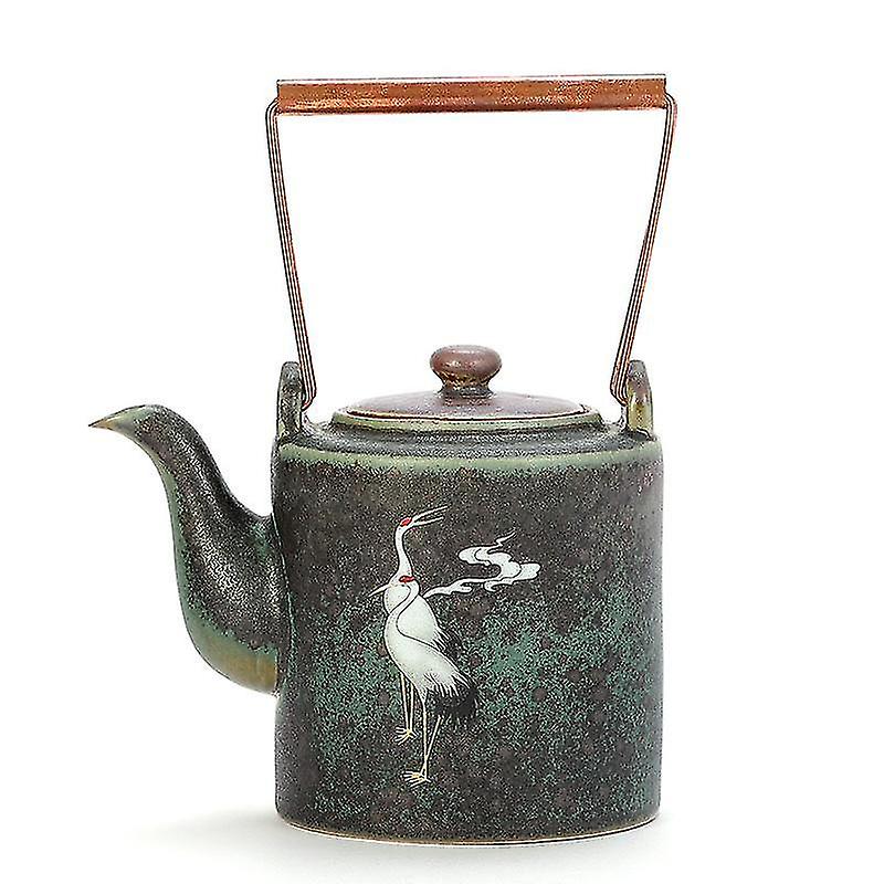 Coffee Tea Sets Chinese Style Handle Pot Ceramic Retro Tea Set Single Pot Simple Teapot Stoneware Copper Handle