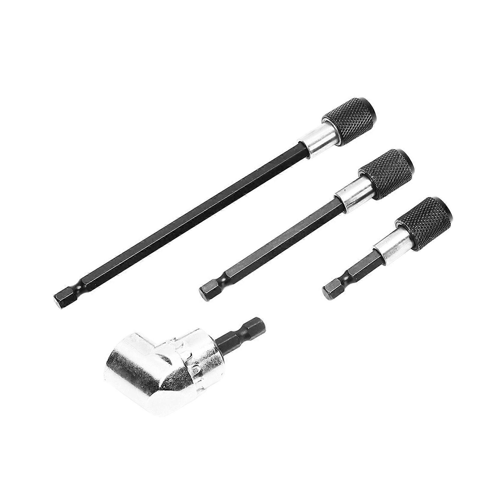4Pcs Drill Bit Extension Magnetic 1/4in Hex Shank 105° Adjustable Adapter Tool Set Kit