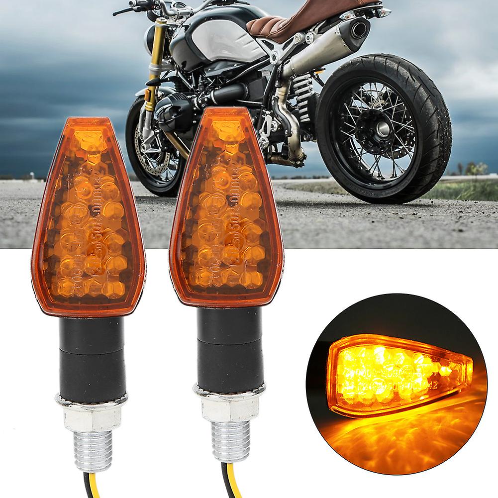 2PCS Motorcycle 14LEDs Turn Signal Light Steering Lamp Indicator Accessory Fits for YamahaYellow Lens 