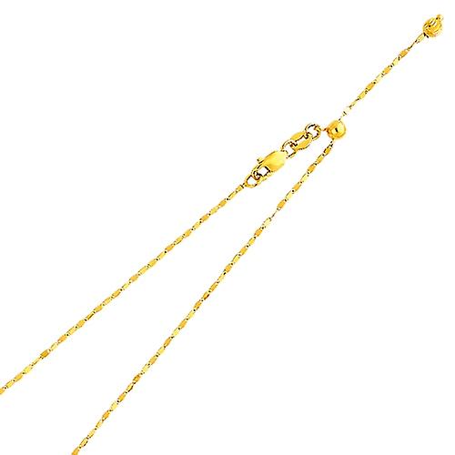 Colar com corrente dupla espelhada ajustável em ouro amarelo 14k de 1,1 mm e 50 cm (20 polegadas), para mulheres e homens.