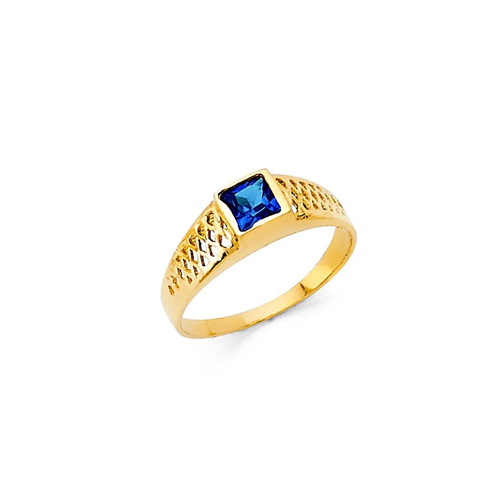 14k Yellow Gold Cubic Zirconia Ring Size 3 Band Style-Ring - .8 Grams
