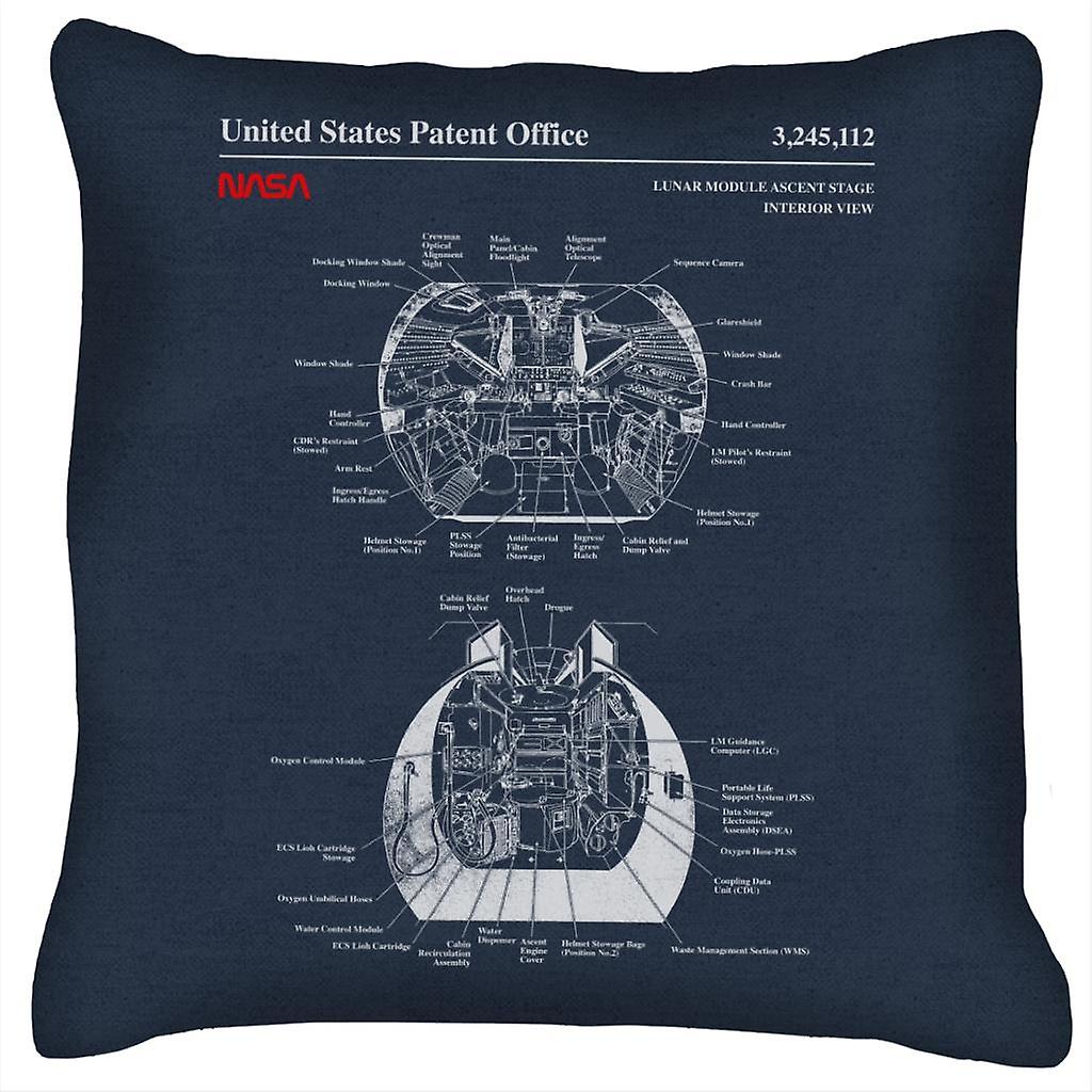 NASA Lunar Module Ascent Stage Interior Blueprint Cushion