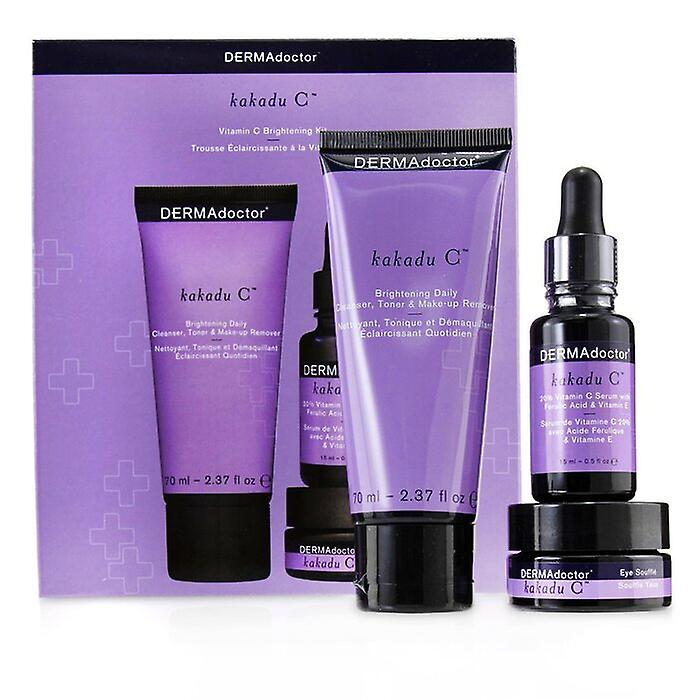 Dermadoctor Kakadu C Vitamin C Brightening Kit: Daily Cleanser 70ml + 20% Vitamin C Serum 15ml + Eye Souffle 15ml 3pcs