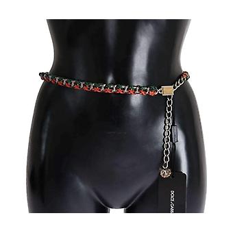 חגורת קריסטל עור כתום ירוק 