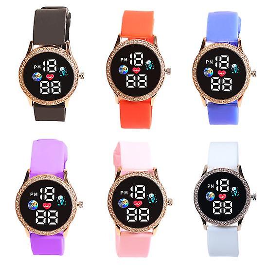 Stylish Unisex Led Digital Watch with Rhinestone Bezel Accurate Time Clear Reading Adjustable Silicone Strap Perfect for Couples