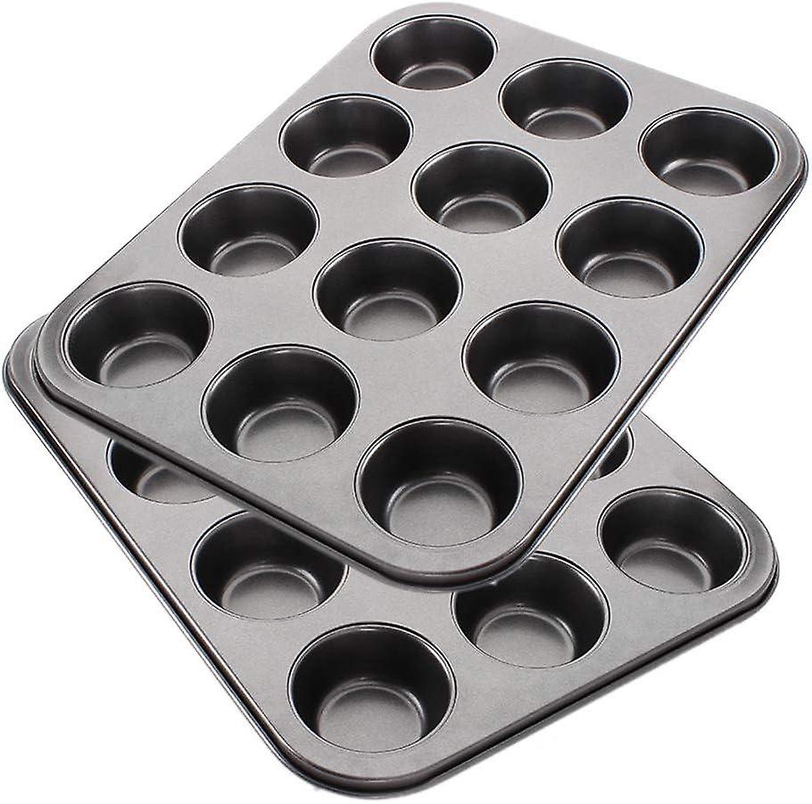 Set of 2 12 muffin pan with non-stick effect | muffin tin, cupcake tin, brownie tin