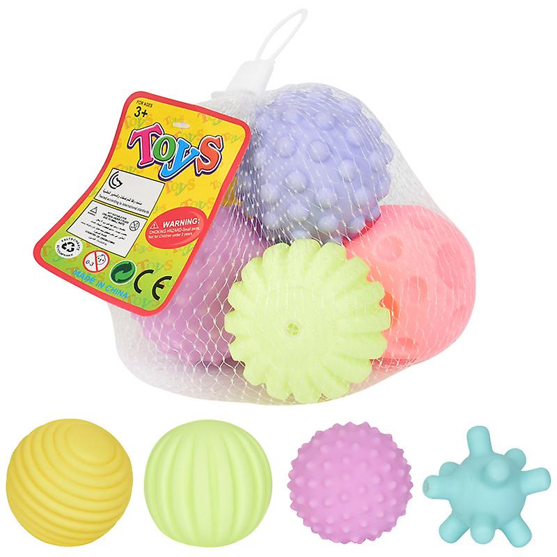 4pcs Set Soft Rubber Multi-texture Baby Grab Ball Toy