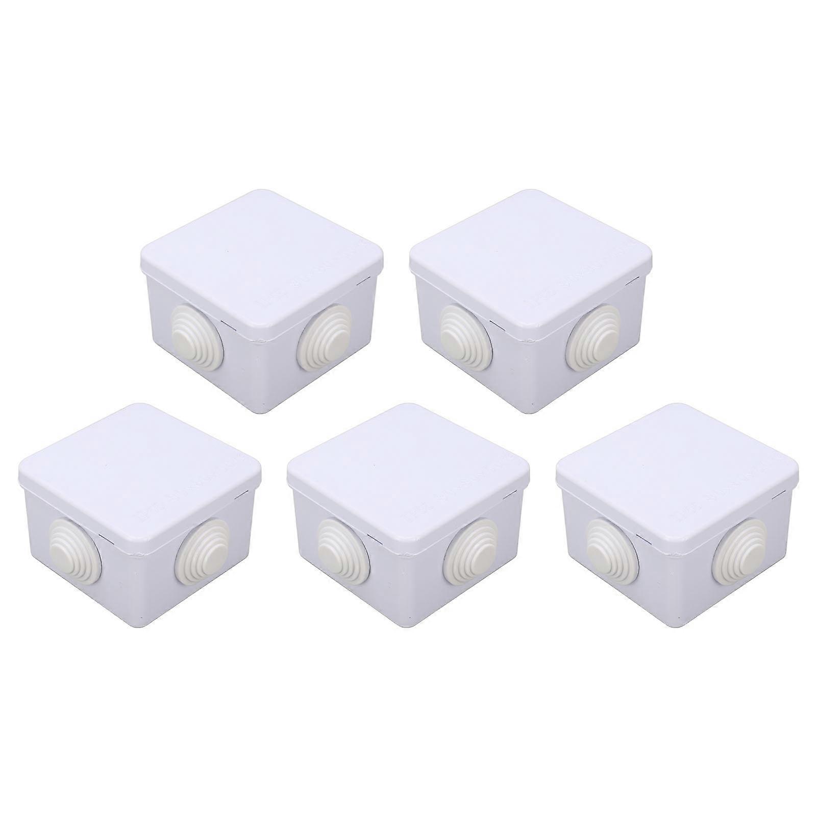 5pcs Plastic Waterproof Cable Box With Rubber Plug Ip55 Waterproof Plug Junction Wire Box