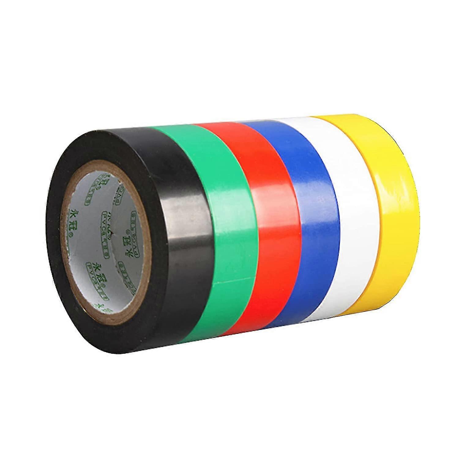 شريط عزل كهربائي 6 قطع ، شريط عزل كهربائي بولي كلوريد الفينيل ، لاصق مقاوم للماء (عرض 1.6cm ، طول 10 أمتار)