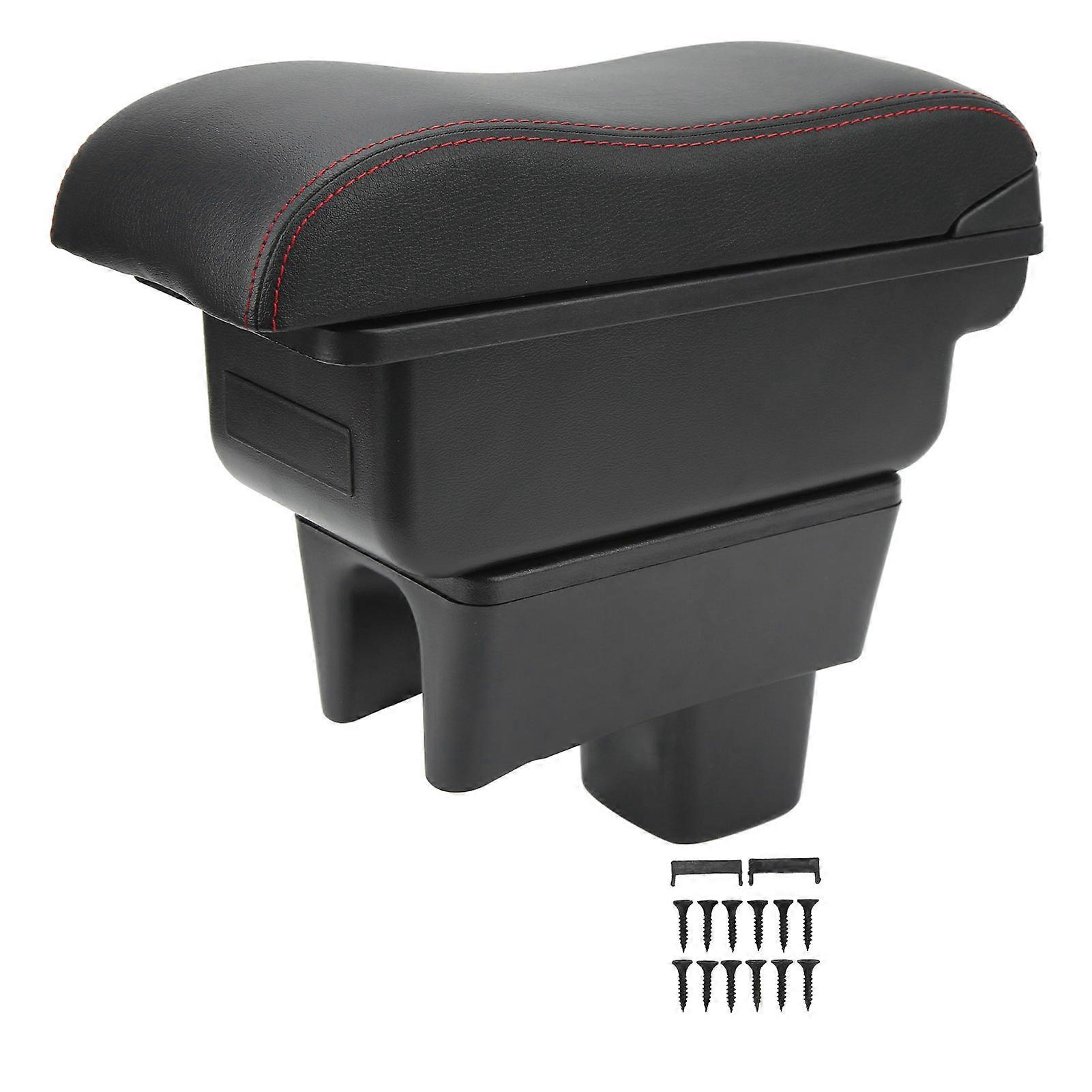 Car Console Armrest Box Large Capacity Smooth Touch Black Surface Red Line Replacement For Suzuki Swift 20052021 NO.65829