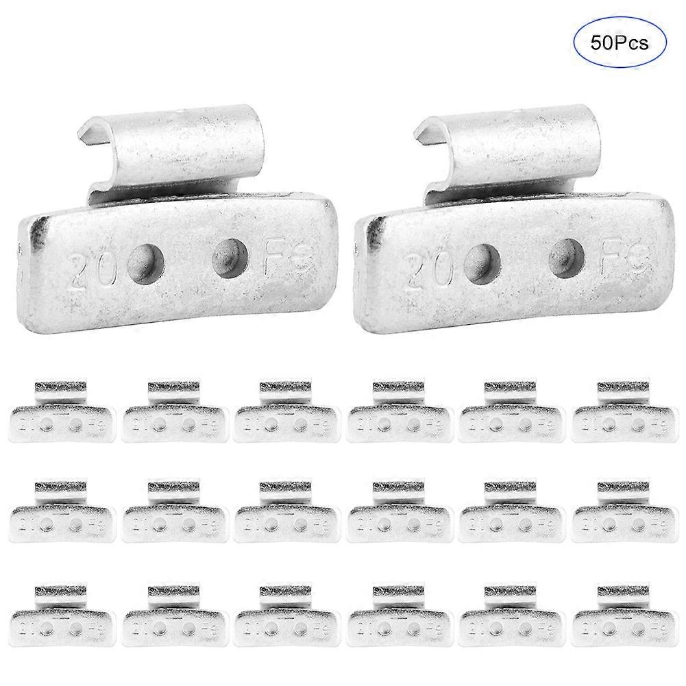 50pcs 20g/0.71oz P Style Tire Wheel Balancing Weights Clip On Balancing for Steel Wheels E2U911