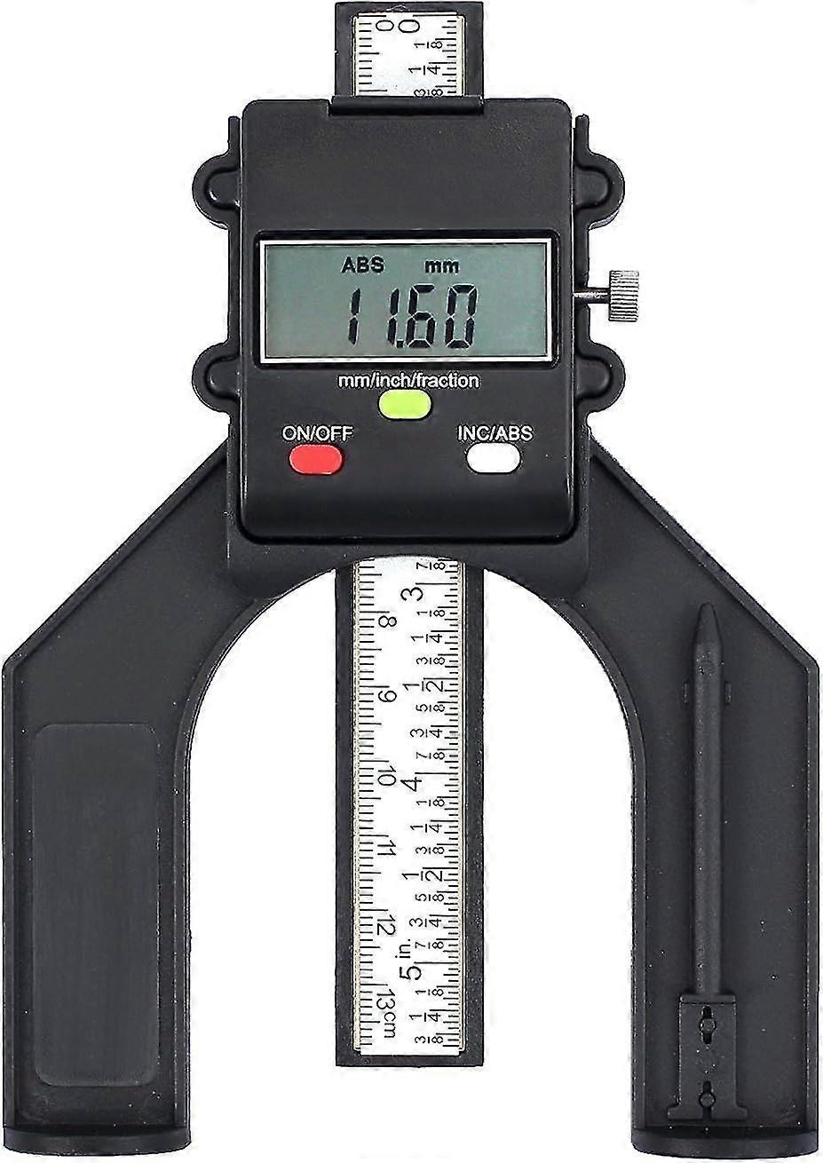 Digital Depth Gauge 80mm/3.14inch Height Gauge with Battery 0.10mm/0.004inch Accuracy with ABS/INC Function Height/Depth Gauge for Woodworking Table S