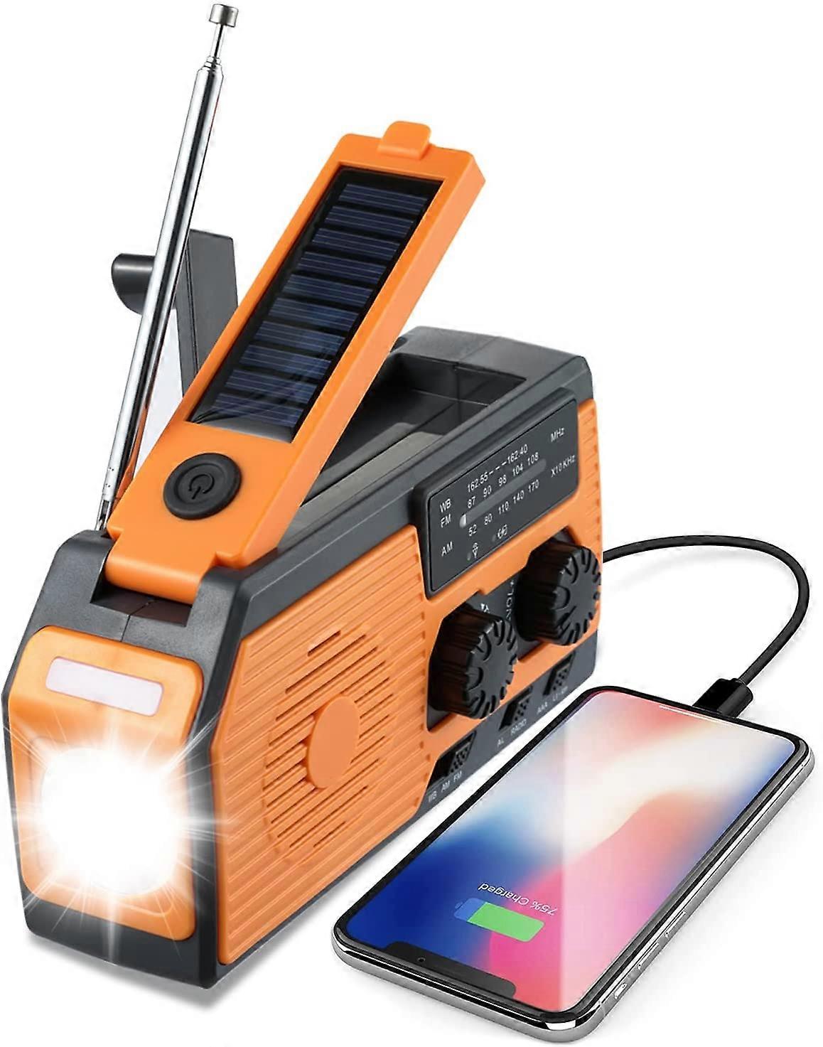 Weather Radio Emergency Solar Crank Radio with Flashlight and Reading Lamp,AM/FM/NOAA Radio