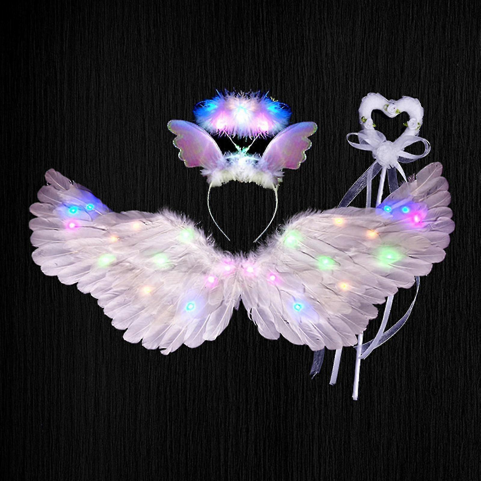 100% nowe skrzydła anioła, podświetlane skrzydła anioła i aureola ze światłami ledowymi