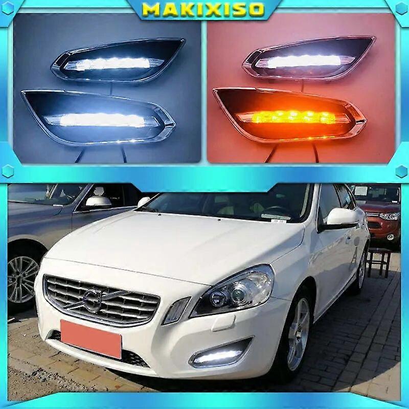 For Volvo S60 V60 2011 2012 2013 Light-Off Style Relay Waterproof Matte ABS Car DRL 12V LED Daytime Running Light Daylight