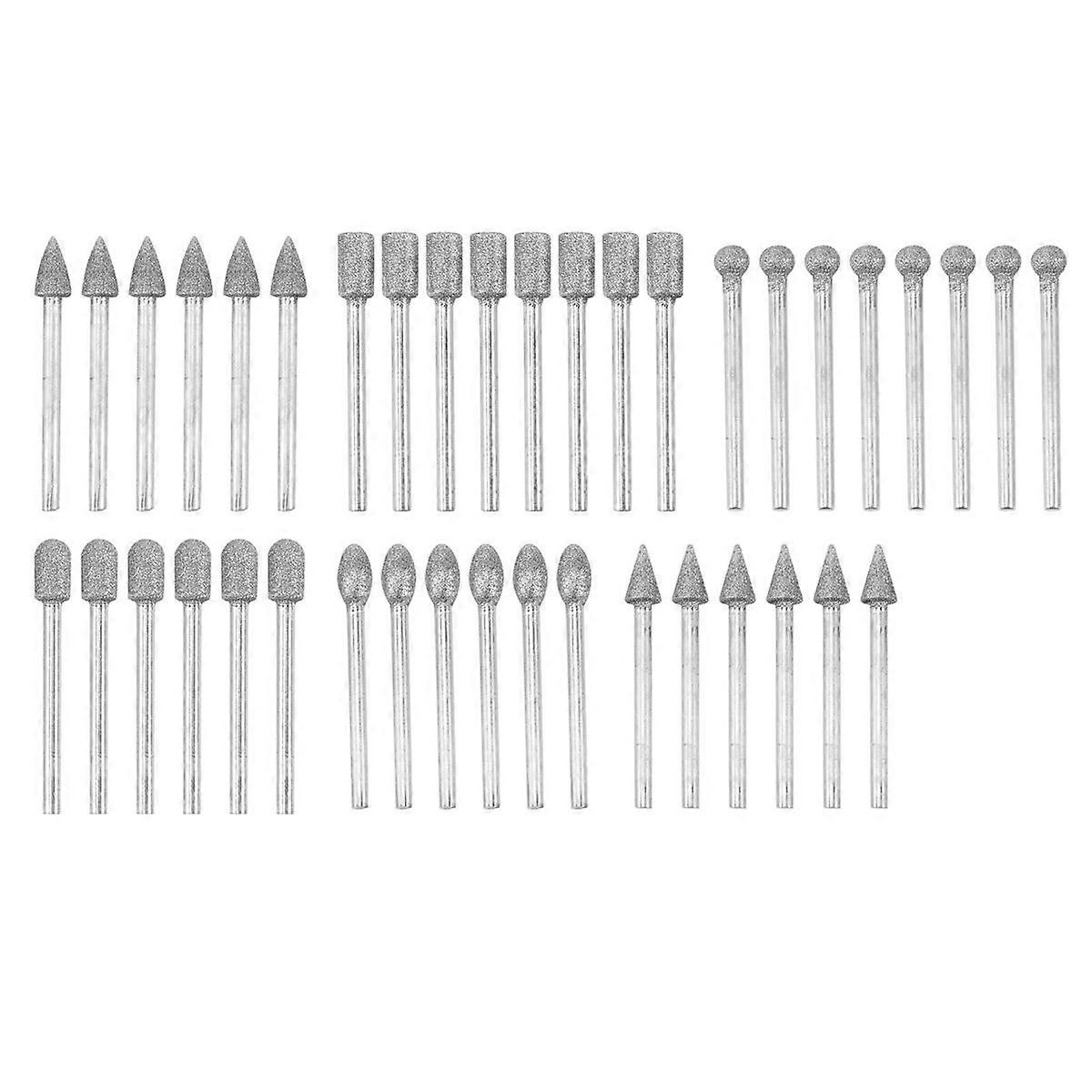 40 Pieces Diamond Burr Bits Stone Carving Set for Tool with 1/8 Inch for Polishing Engraving Stone