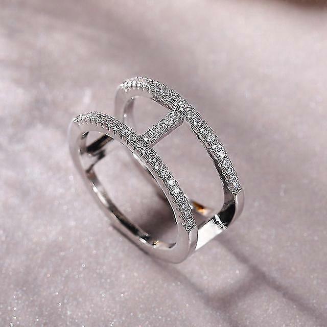 2021 جديد وصول هندسي اللون الفضي العصري أزياء الاصبع خاتم متوافق مع المرأة فتاة وعد عيد الحب هدية زركونيا مجوهرات