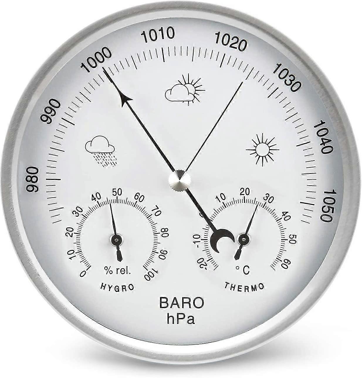 Dial Type Barometer With Thermometer Hygrometer Weather Station Barometric Pressure Measures