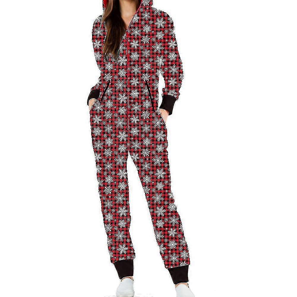 المرأة عيد الميلاد Onesie قطعة واحدة الرمز البريدي جمبسوت هوديي بلاي سويت بيجاماس عيد الميلاد ملابس النوم Loungewear