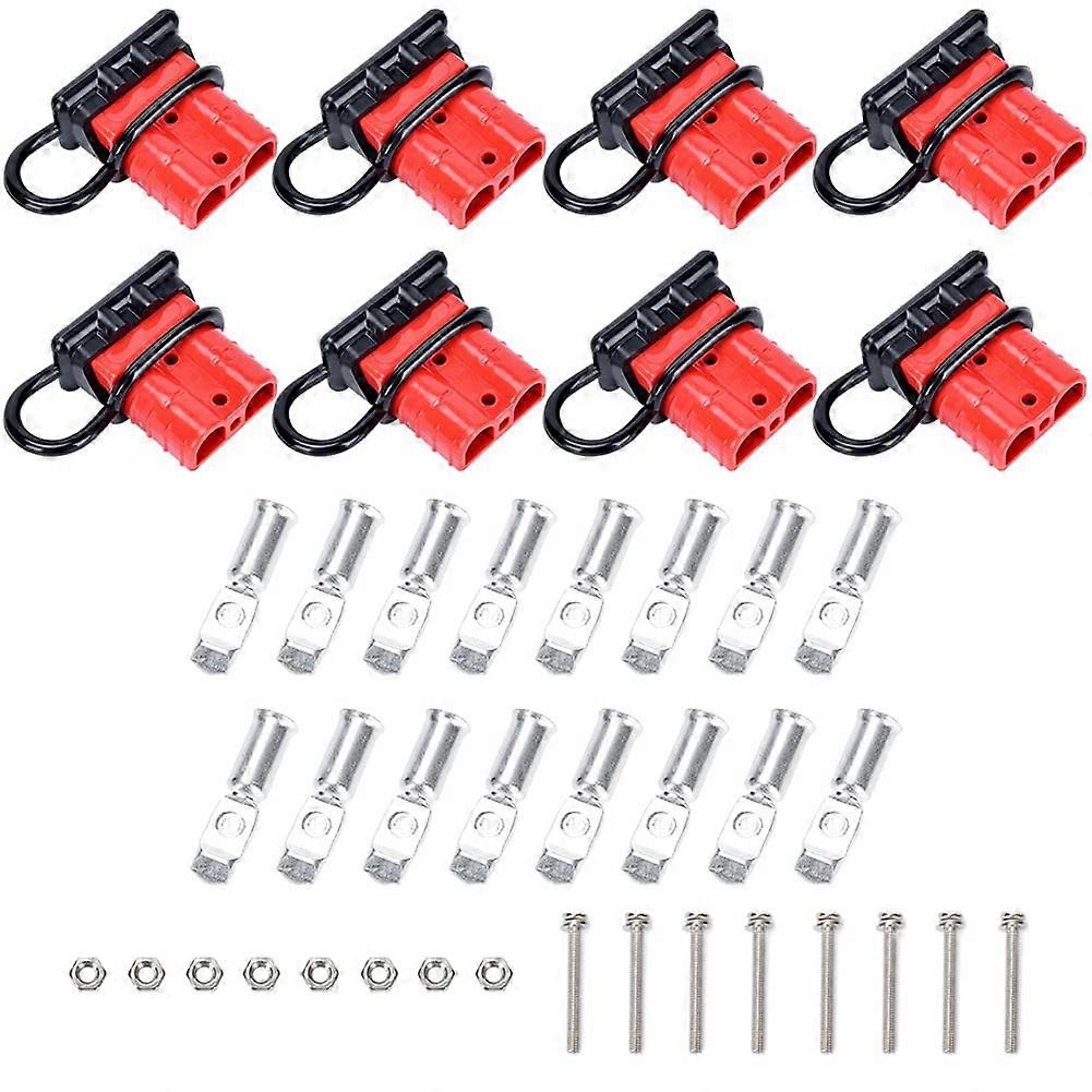 8Pcs No. 6-10 Size Anderson Connector Plug 50A 12-36V Battery Connector Red Battery Quick Disconnec