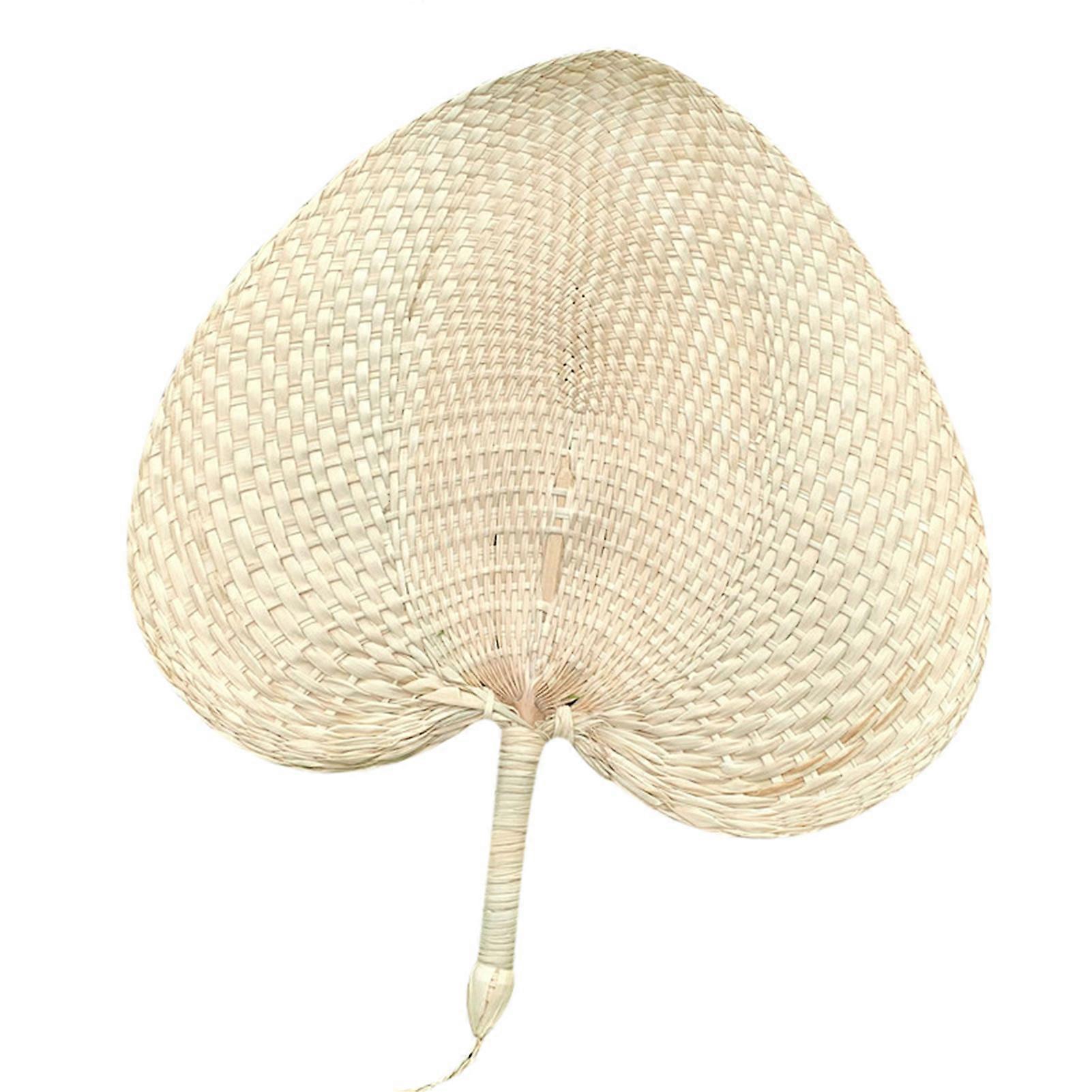 Handmade Rattan Fan Bamboo Palms Fan Natural Hand Fan Peach-shaped Woven Fan Summer Fan for