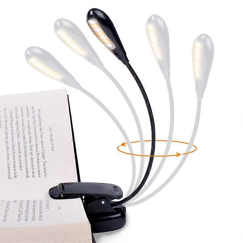 Clamp Clips On LED Reading Light Flexible Bedside Lamp Portable Battery/USB Rechargeable Book Lights