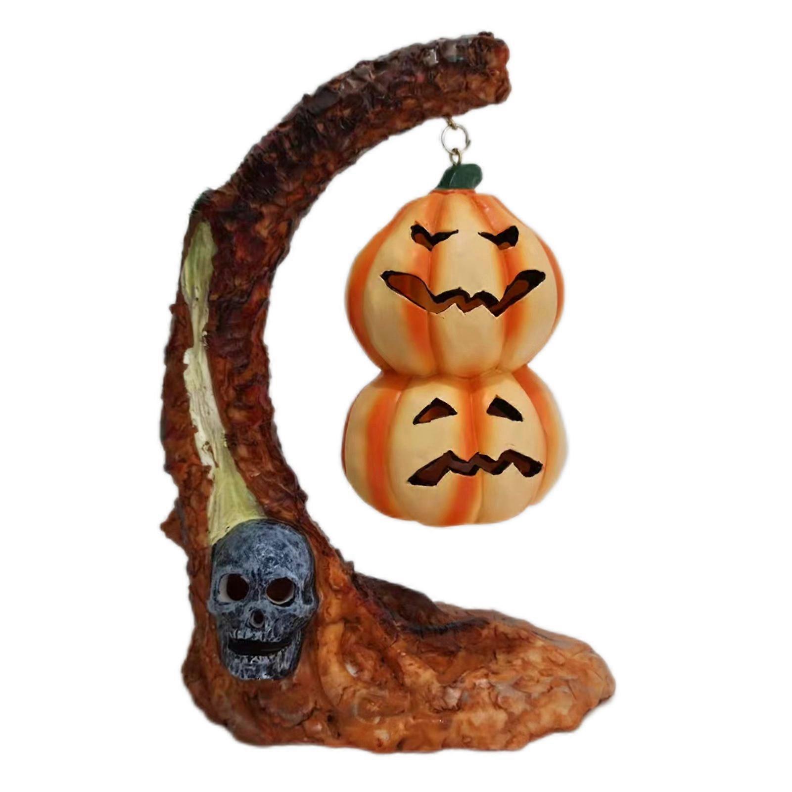 Halloween Jack O Lantern Resin Pumpkin Halloween Decor Scary Prop and Light Up Tabletop Decoration for Halloween
