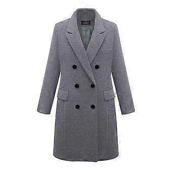 Women\'s Double Breasted Pea Coat Lapel Collar Winter Classic Felt
