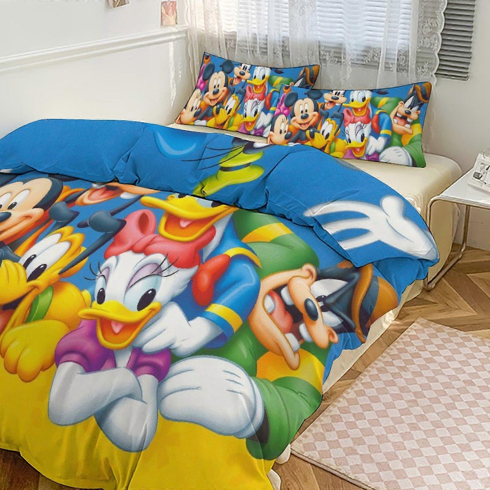 g933 Zestaw pościeli z nadrukiem Mickey Wzór Zestaw kołder Cove 3 sztuki 1 poszewka na kołdrę i 2 poszewki na poduszki dla kobiet mężczyzn nastolatków 86x70 "" tq933