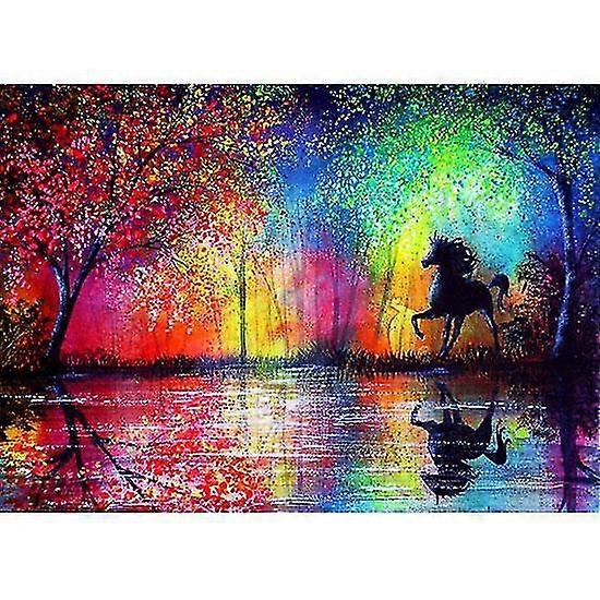 5d DIY Timantti Maalaus Värihevonen 5d Kirjonta Timantti Strassi Liimattu DIY Cross Stitch