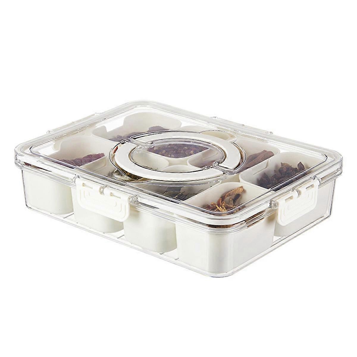 Divided Serving Tray with Lid and Handle Portable Snack Platter Organizer with 8 Compartments Plast