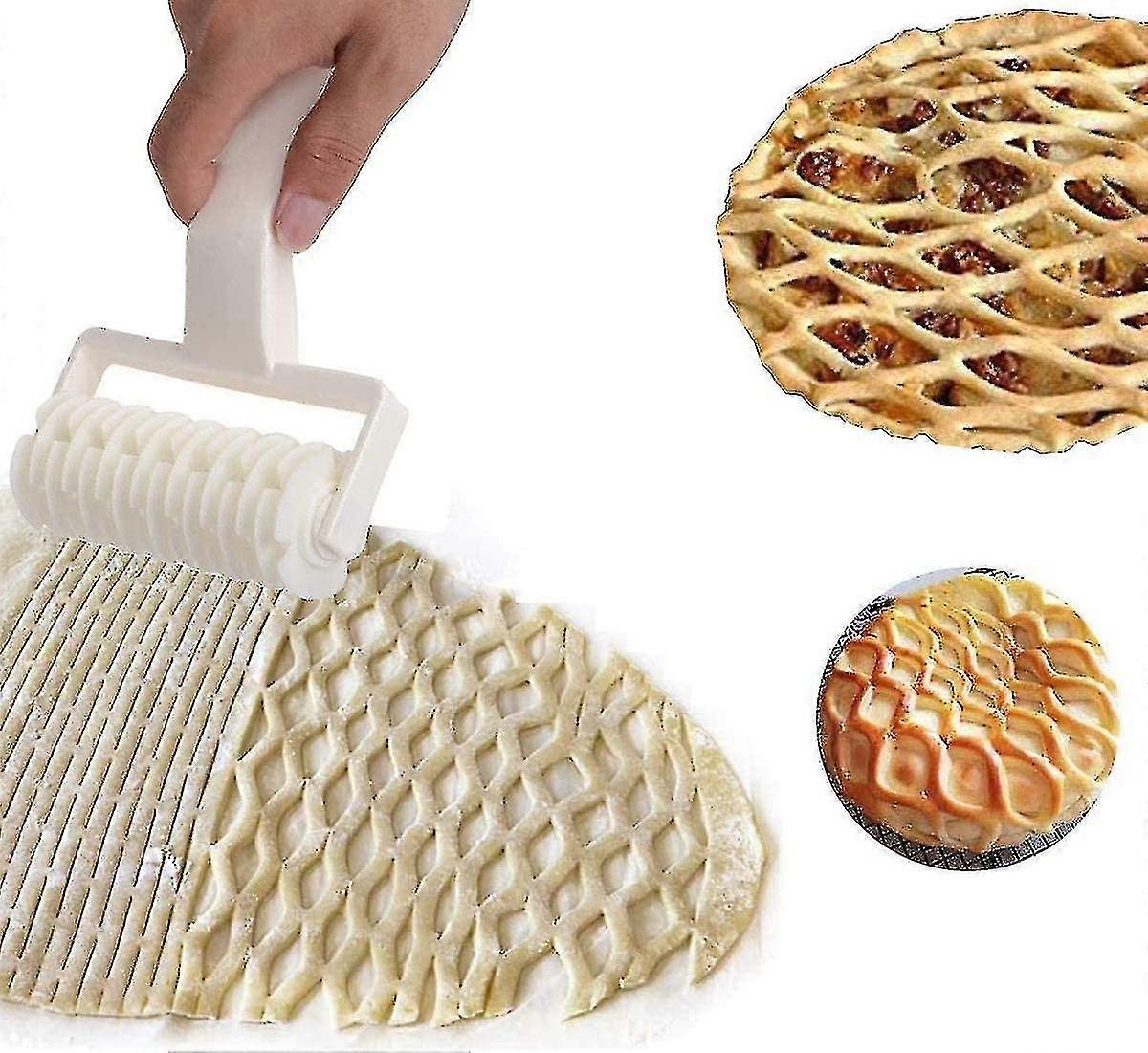 מאפה סריג חותך רולר, חותך מאפה סריג, אפיית כלי פלסטיקwhite1pcs)