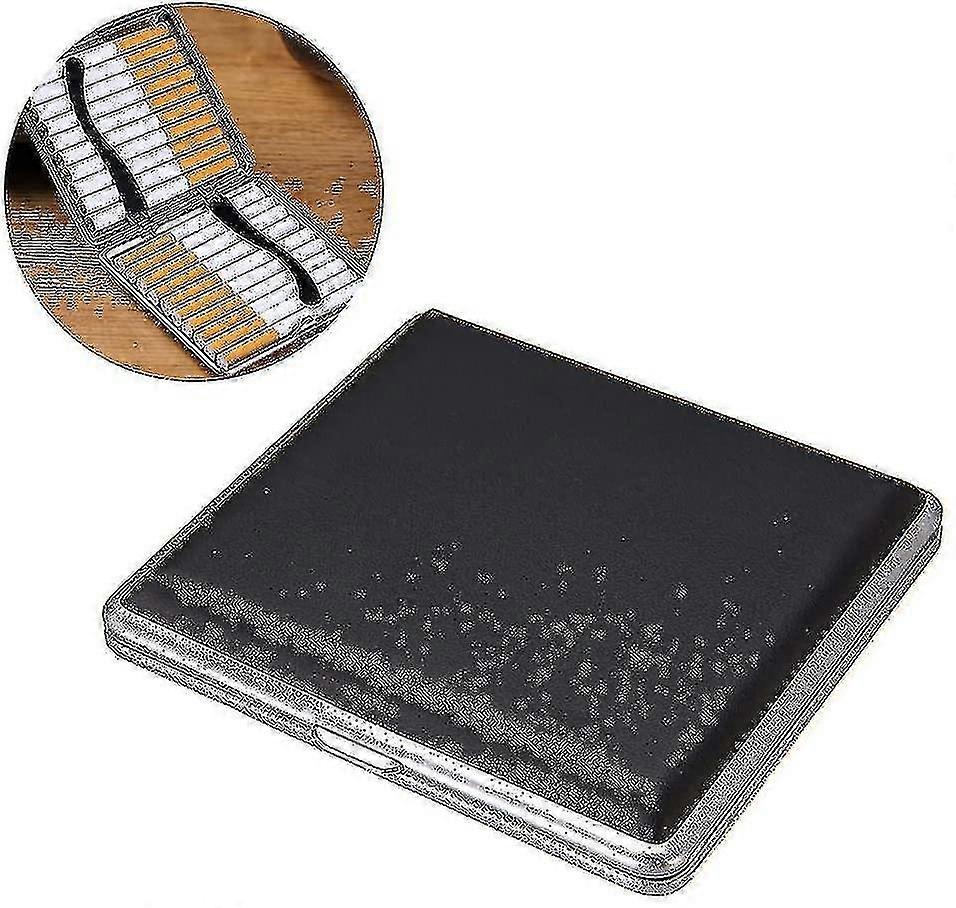 Leather Metal Cigarette Case - Holds 20 Cigarettes