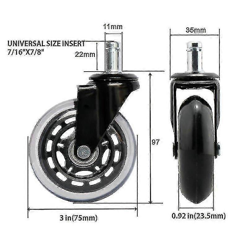 Fgao 3 Inch Black Transparent Pu Insert Rod Circlip Type Polyurethane Wheel
